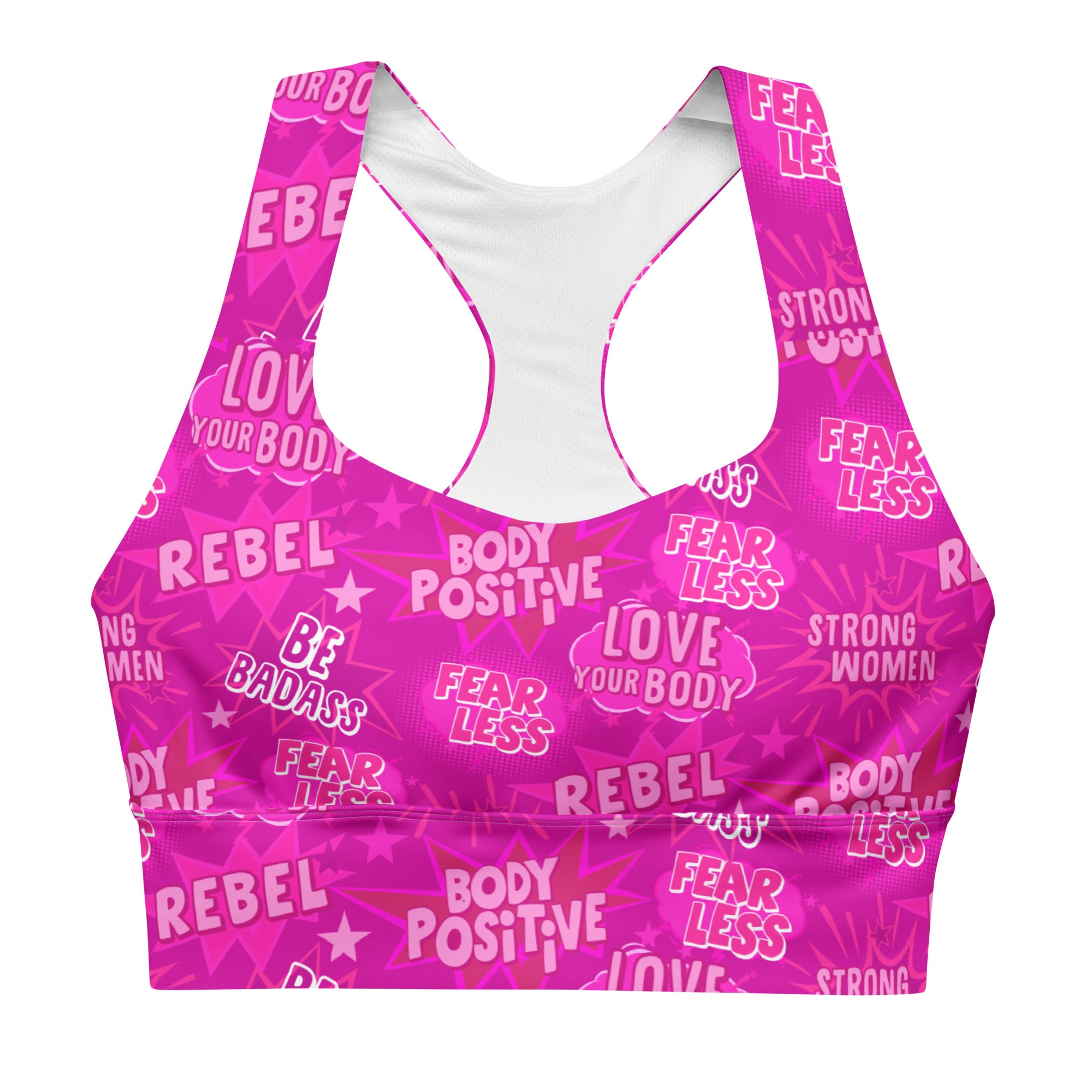 Empower Longline Sports Bra in Hot Pink